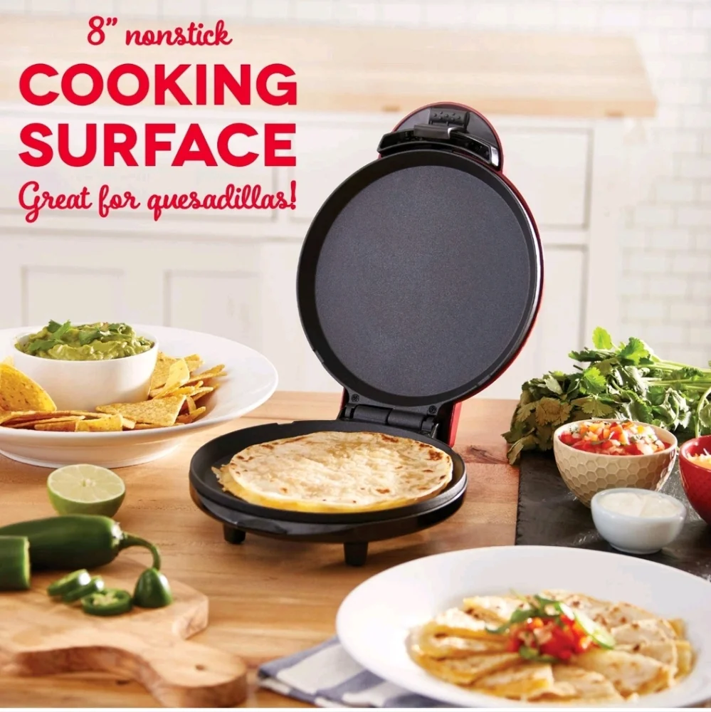 NIB DASH Express Electric Round Griddle Quesadillas,Pancakes Eggs, Bacon Burgers
